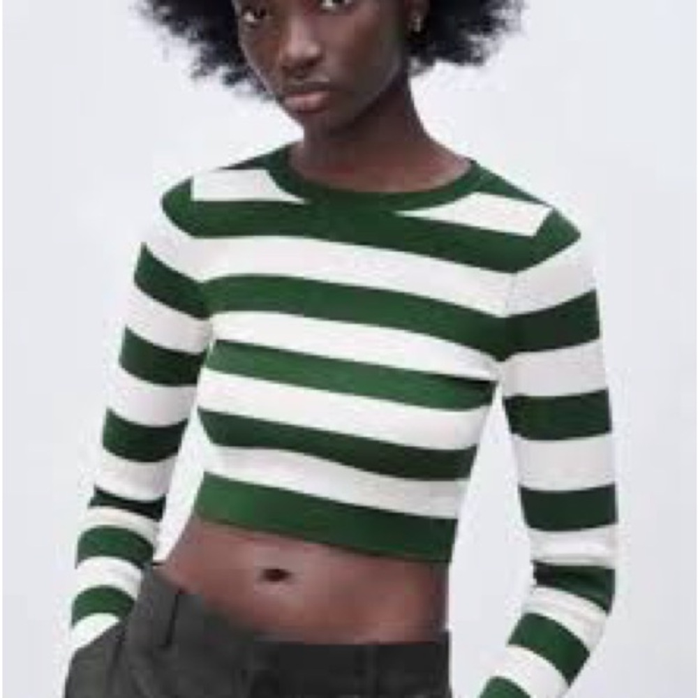 Zara cropped stripe long sleeve sweater sized small